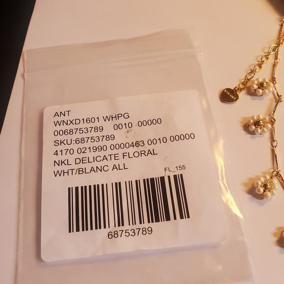 Anthropologie Nakamol gold over brass white beaded flower necklace NWT - Picture 8 of 12
